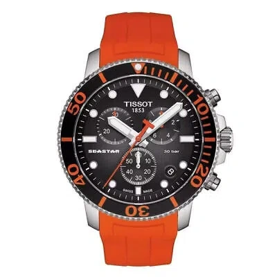 Pre-owned Tissot Seastar 1000 T120.417.17.051.01 Silver/orange/black Mens Watch 5yr Wty