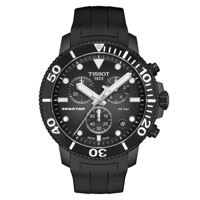 Pre-owned Tissot Seastar 1000 T1204173705102 Black Dial 46 Mm Quartz Mens Watch Brand