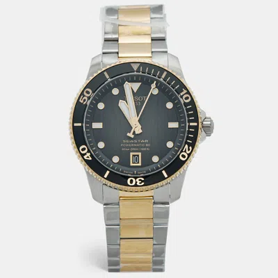 Pre-owned Tissot Seastar 1000 T120.807.22.051.00 Black Dial Two Tone Stainless Steel Men's Wristwatch 40 Mm In Multicolor