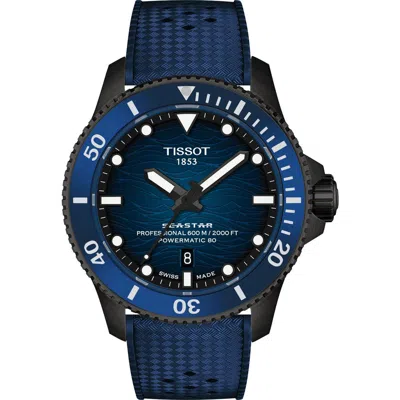 Tissot Seastar 2000 Professional Powermatic 80 Rubber Strap Watch, 46mm In Blue