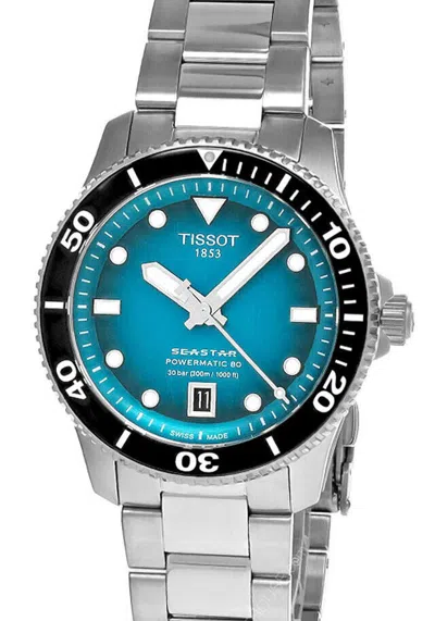 Pre-owned Tissot Seastar 40mm Graded Turquoise Black Dial Men's Watch T120.807.11.091.00