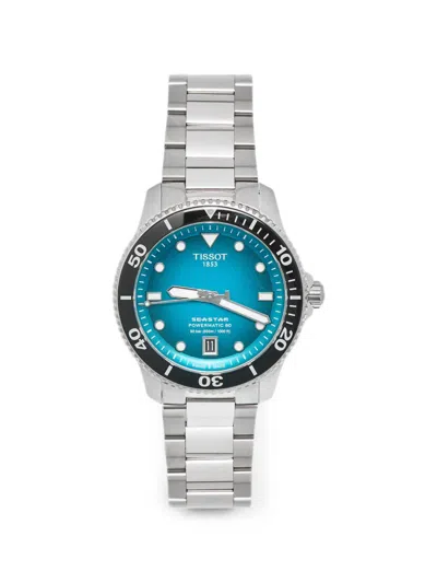 Pre-owned Tissot Seastar 40mm Watch In Blue
