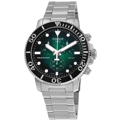 Tissot Seastar Chronograph Quartz Green Dial Men's Watch T120.417.11.091.01 In Black / Green
