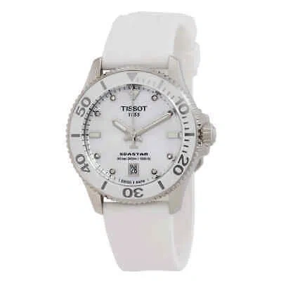 Pre-owned Tissot Seastar Quartz Diamond White Mop Dial Unisex Watch T120.210.17.116.00