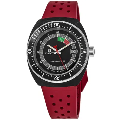 Tissot Sideral S Powermatic 80 Black Dial Red Rubber Strap Men's Watch T145.407.97.057.02