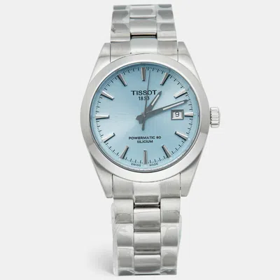 Pre-owned Tissot Silicium T127.407.11.351.00 Ice Blue Dial Stainless Steel Men's Wristwatch 40 Mm In Silver