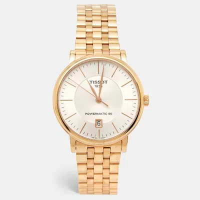 Pre-owned Tissot Silver Rose Gold Plated Stainless Steel Carson T122.407.33.031.00 Men's Wristwatch 40 Mm