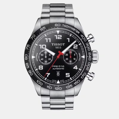 Pre-owned Tissot Silver Stainless Steel Watch 45 Mm In Black