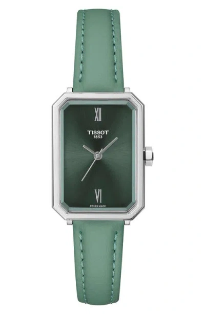 Tissot Srv Leather Strap Watch, 21.8mm In Green