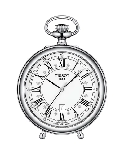 Tissot Stand Alone Pocket Watch, 49.6mm In White/silver