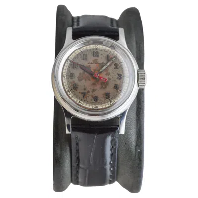 Pre-owned Tissot Steel Multifort Art Deco Watch With Original Patinated Dial From 1940's