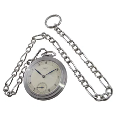 Pre-owned Tissot Steel Round Art Deco Pocket Watch With Original Dial From 1930's In Multi