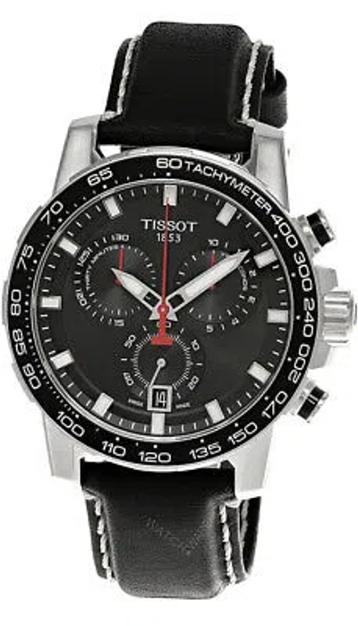 Pre-owned Tissot Supersport Chrono 45.5mm Black Dial Lthr Men's Watch T125.617.16.051.00