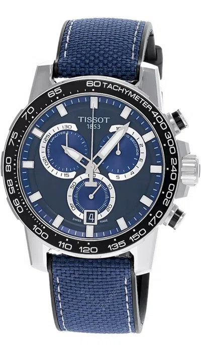 Pre-owned Tissot Supersport Chrono 45.5mm Blue Textile Men's Watch T1256171705103