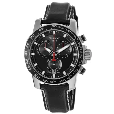 Tissot Supersport Chrono Black Dial Black Leather Strap Men's Watch T125.617.16.051.00 In Black/silver