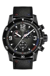 Tissot Supersport Nba Special Edition Chronograph Leather Strap Watch, 45.5mm In Black