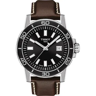 Tissot Supersport Qua Leather Strap Watch, 44mm