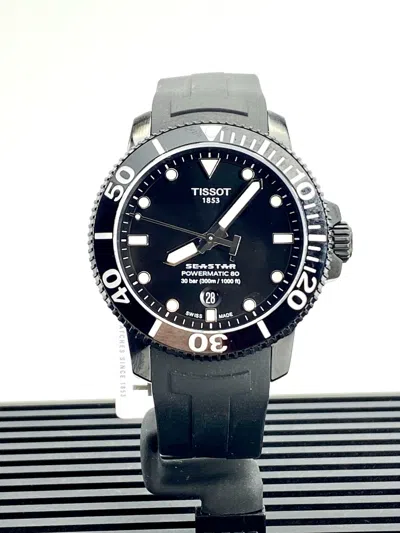 Pre-owned Tissot Swiss Automatic Seastar Powermatic 80 Black Men's Watch T1204073705100