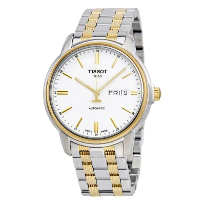 Tissot T-classic Automatic Iii White Dial Men's Watch T0654302203100 In Two Tone  / Gold / Gold Tone / Skeleton / White / Yellow