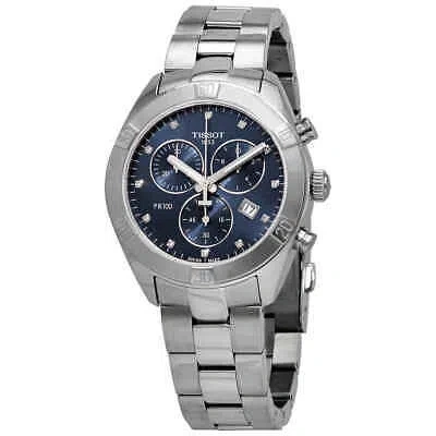 Pre-owned Tissot T-classic Chronograph Diamond Blue Dial Ladies Watch T101.917.11.046.00