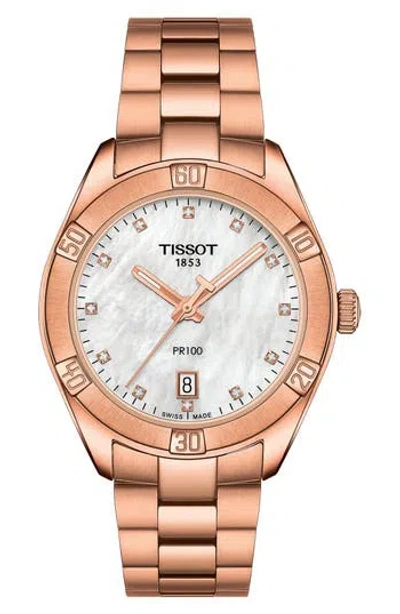 Tissot T-classic Pr100 Bracelet Watch, 36mm In Gold