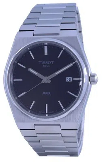 Pre-owned Tissot T-classic Prx Swiss Made Black Dial Quartz T1374101105100 100m Mens Watch