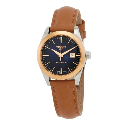 Tissot T-my Lady Automatic Smoked Blue Dial Watch T930.007.46.041.00 In Gold