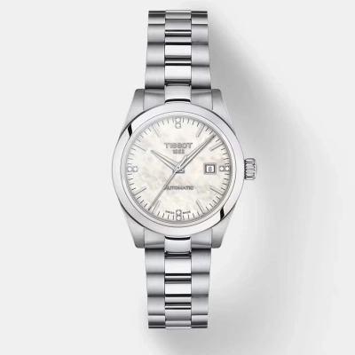 Pre-owned Tissot T-my Lady Automatic T132.007.11.116.00 Silver Stainlesssteel Watch In White