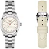Tissot T-my Lady Bracelet Watch & Leather Strap Gift Set, 29.3mm In White Mother Of Pearl