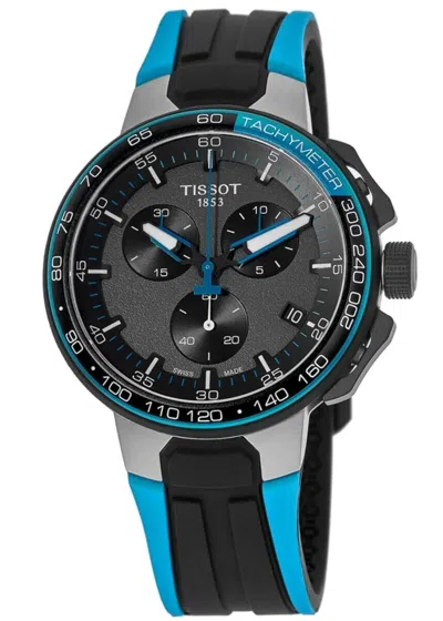 Pre-owned Tissot T-race Blue Chronograph Silicone Strap Men's Watch - T111.417.37.441.05