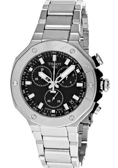 Pre-owned Tissot T-race Chrono 45mm Black Dial Ss Men's Watch T141.417.11.051.01