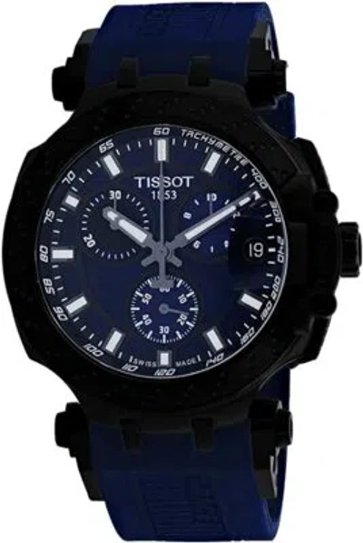 Pre-owned Tissot T-race Chrono Blue Silicone Mens Watch T1154173704100