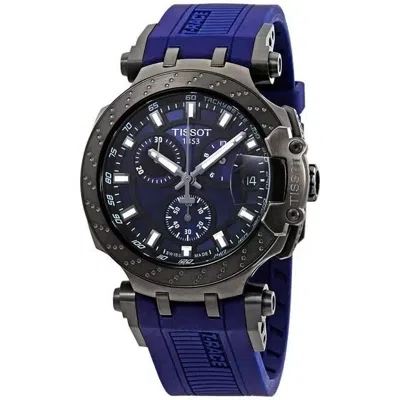 Pre-owned Tissot T-race Chronograph Blue Dial Rubber Strap Men's Watch T115.417.37.041.00