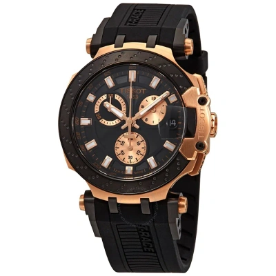 Tissot T-race Chronograph Quartz Black Dial Men's Watch T1154173705100 In Black / Brown / Gold / Gold Tone / Rose / Rose Gold Tone
