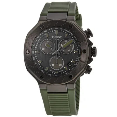 Tissot T-race Chronograph Quartz Grey Dial Green Silicone Strap Men's Watch T141.417.37.061.02