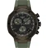 Tissot Men's Swiss Chronograph T-race Green Rubber Strap Watch 45mm In Grey