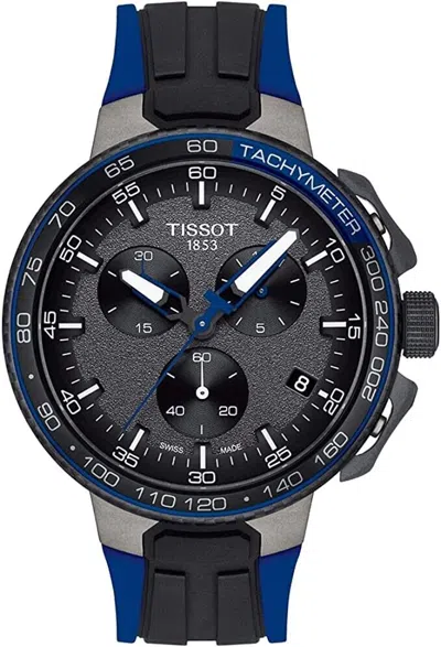 Pre-owned Tissot T-race Cycling 44.5mm Grey Dial Swiss Blue Silicone Watch T1114173744106