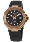 Tissot Mens Black T Race 41mm Mens Rose Gold-plated Stainless Steel Automatic Watch In Black