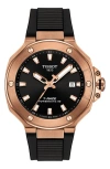 Tissot Mens Black T Race 41mm Mens Rose Gold-plated Stainless Steel Automatic Watch In Black