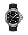 Tissot Men's Swiss Automatic T-race Powermatic 80 Black Silicone Strap Watch 41mm In Black