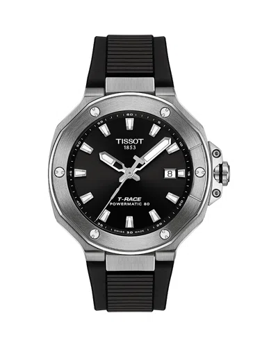 Tissot Men's Swiss Automatic T-race Powermatic 80 Black Silicone Strap Watch 41mm In No Color