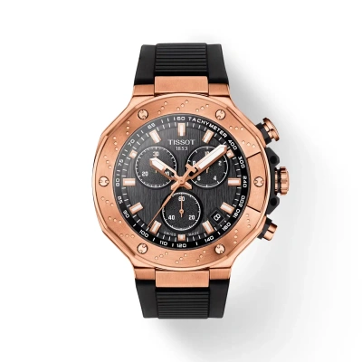 Pre-owned Tissot T-race Rose Gold Pvd T141.417.37.051.00 T1414173705100 (fedex 2 Day)