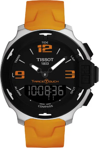 Pre-owned Tissot T-race T-touch Digital Analog Orange Black 43mm Watch T0814201705702
