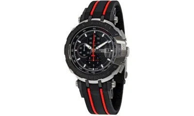 Pre-owned Tissot T-race T0924272720100 Men's 45mm Chronograph Black Silicone Quartz Watch