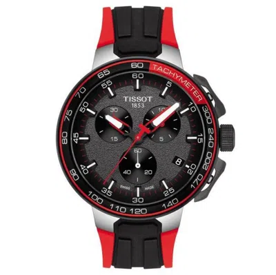 Pre-owned Tissot T-sport T-race Cycling Chrono Black And Red Strap Watch T1114172744100