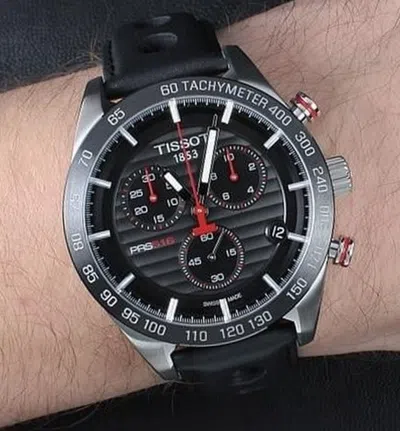 Pre-owned Tissot T-sport T100.417.16.051.00 Black Tone Chronograph Men's Wristwatch