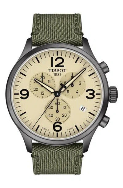 Tissot T-sport Xl Chonograph Nylon Strap Watch, 45mm In Green/beige/gunmetal