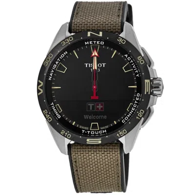 Tissot T-touch Connect Solar Black Dial Fabric Strap Men's Watch T121.420.47.051.07 In Green