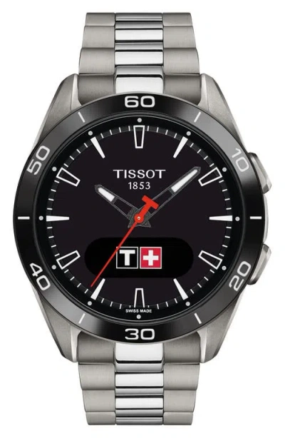 Tissot T-touch Connect Sport Solar Smart Bracelet Watch, 43.75mm In Silver