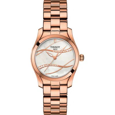 Tissot T-wave Bracelet Watch, 30mm In Rose Gold/mop/rose Gold